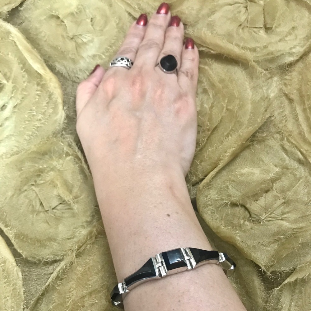 🎁 Vintage Taxco 950 Bracelet w/Onyx Stones